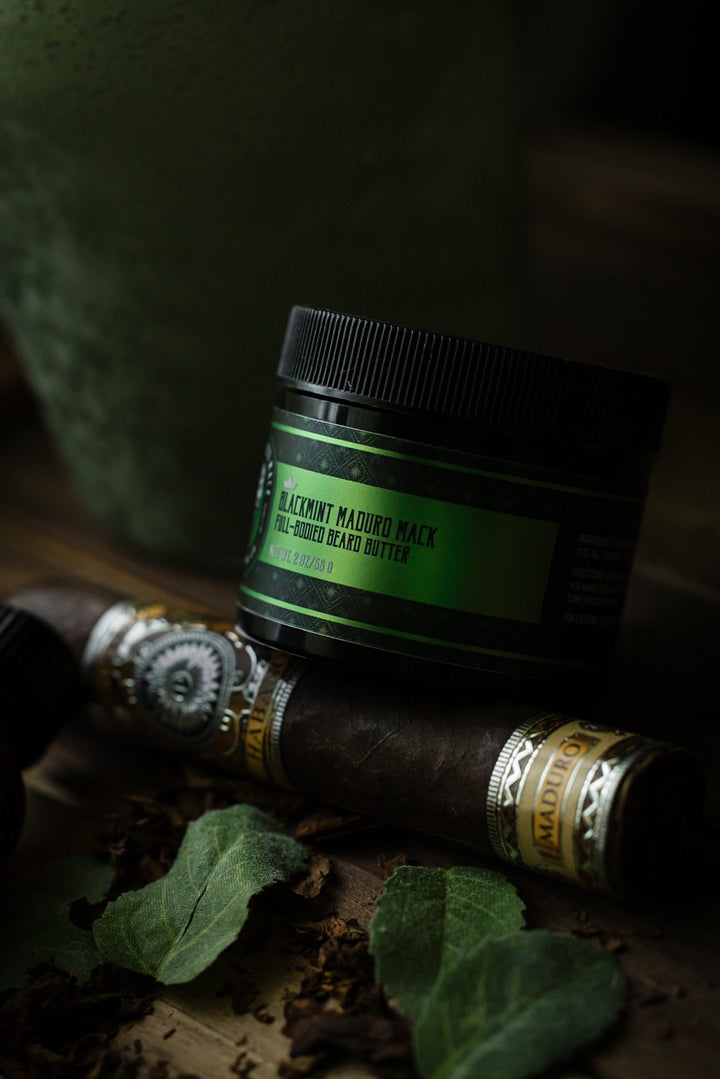 Blackmint Maduro Mack Beard Butter -  Warm Tobacco, Black Tea + Mint Beard Butter The Bearded Mack Grooming CO