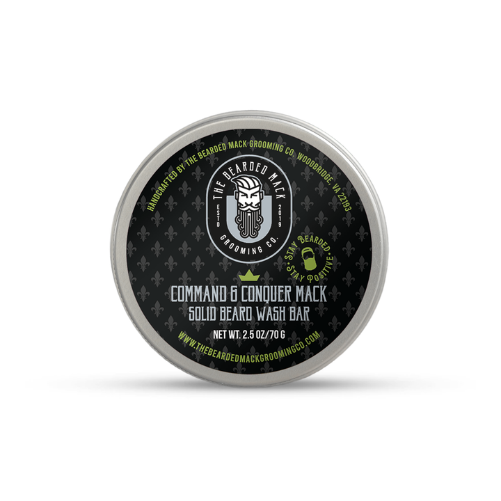 Command & Conquer Mack Solid Beard Wash Bar - Key Lime, Rosemary + Cedarwood Solid Beard Wash Bar The Bearded Mack Grooming CO