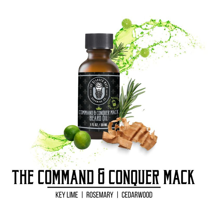 Command & Conquer Mack Signature Beard Oil - Key Lime, Rosemary + Cedarwood Beard Oil The Bearded Mack Grooming CO