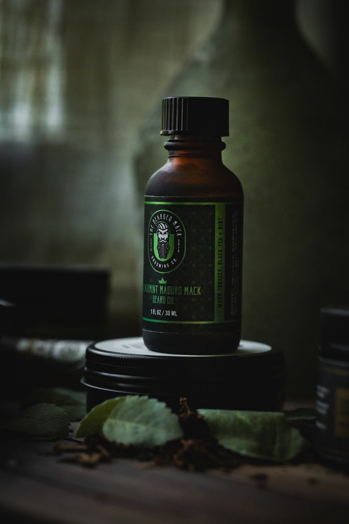 Blackmint Maduro Mack Signature Beard Oil - Warm Tobacco, Black Tea + Mint Beard Oil The Bearded Mack Grooming CO