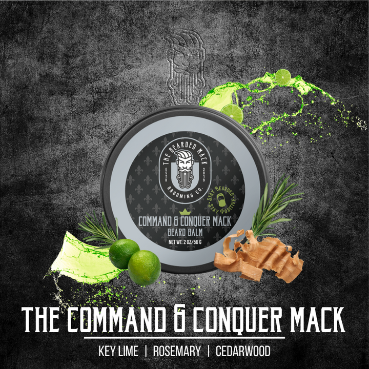 Command & Conquer Mack Beard Balm - Key Lime, Rosemary + Cedarwood Beard Balm The Bearded Mack Grooming CO.