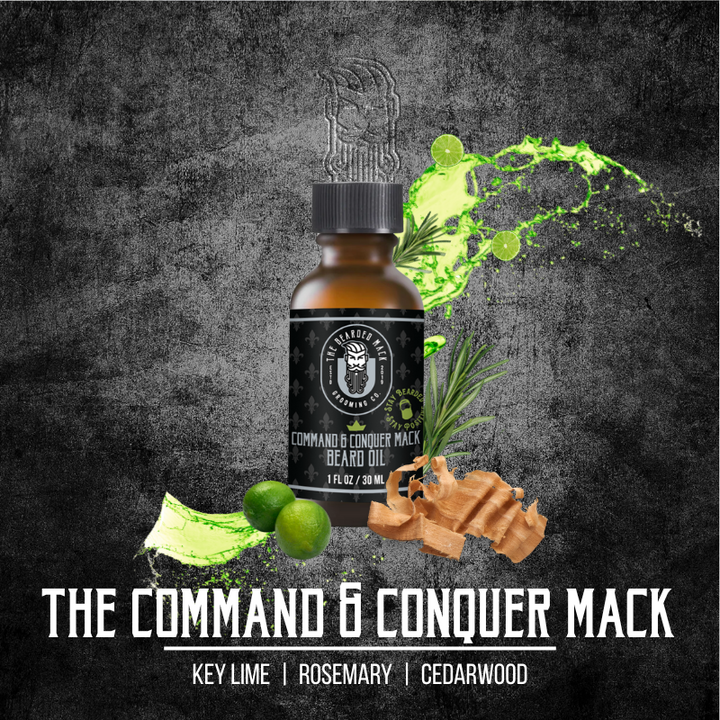 Command & Conquer Mack Signature Beard Oil - Key Lime, Rosemary + Cedarwood Beard Oil The Bearded Mack Grooming CO