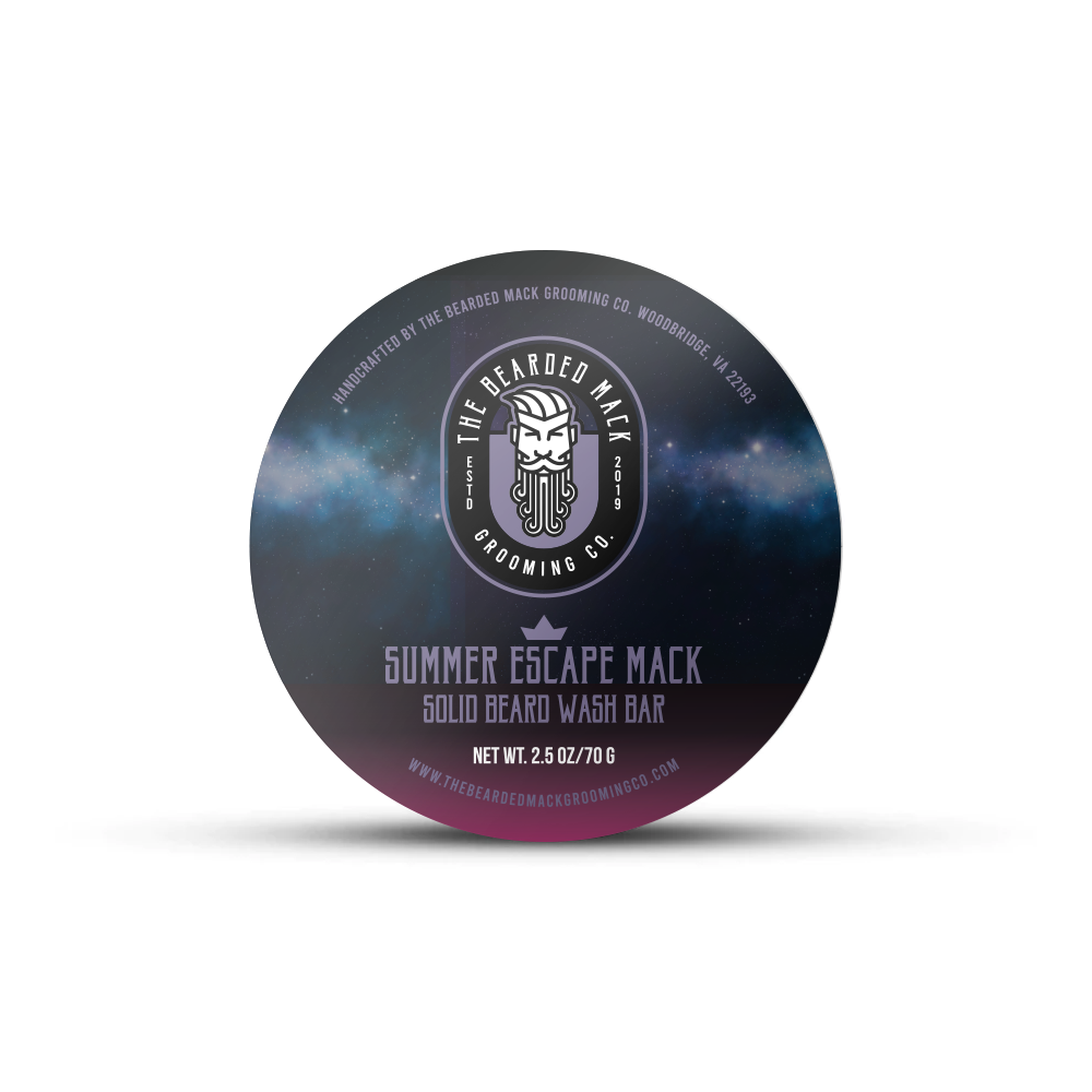 Summer Escape Mack Solid Beard Wash Bar - Gooseberry, Lilac, Leather + Oakmoss Solid Beard Wash Bar The Bearded Mack Grooming CO