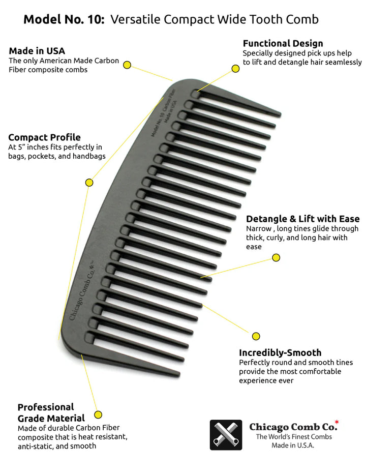 The Bearded Mack Custom Carbon Fiber Chicago Comb Model 10  The Bearded Mack Grooming CO