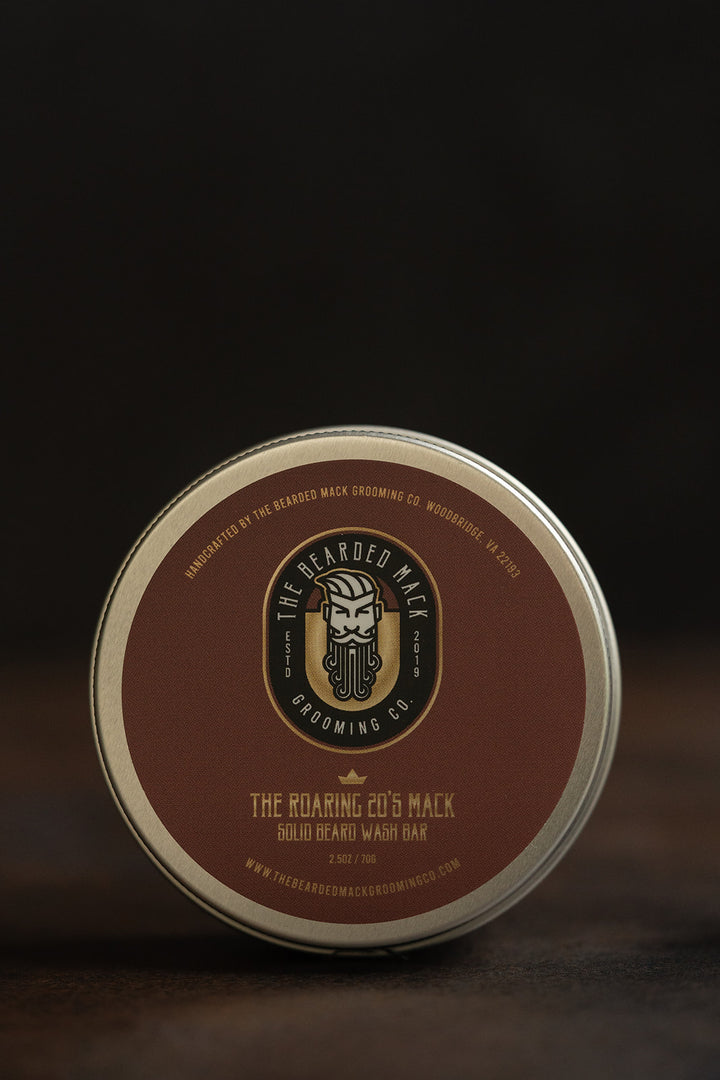 The Roaring 20's Mack Solid Beard Wash Bar - Bay Rum, Leather + Tobacco Solid Beard Wash Bar The Bearded Mack Grooming CO