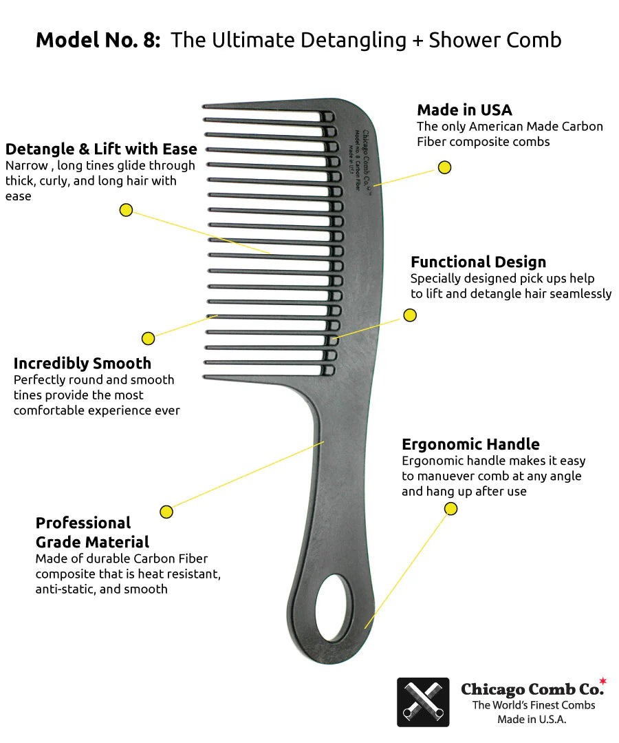 The Bearded Mack Custom Carbon Fiber Chicago Comb Model 8  The Bearded Mack Grooming CO
