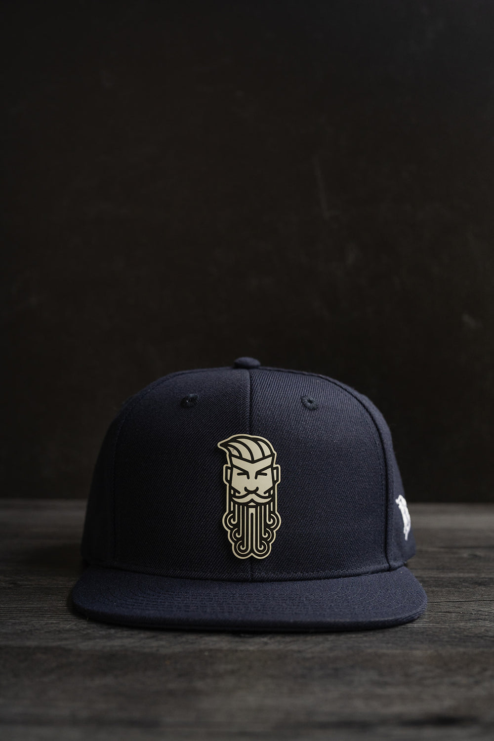 Flat Bill Leather Patch Snapback Hat Hats The Bearded Mack Grooming CO Navy  