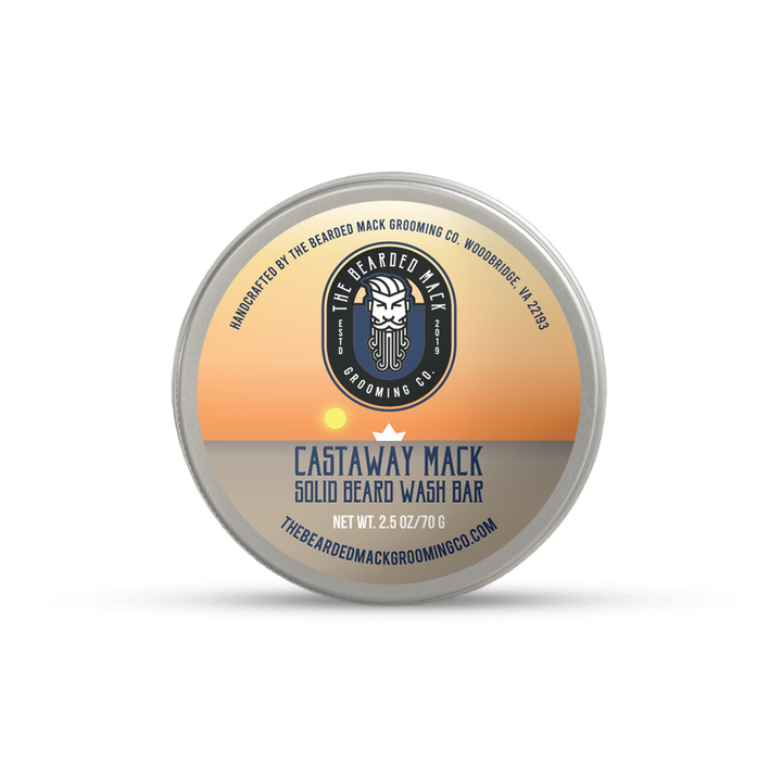Castaway Mack Solid Beard Wash Bar | Dark Blue Cologne • Ozone.• Woods