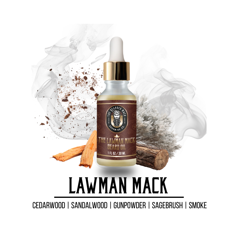 The Lawman Mack Signature Beard Oil | Campfire • Sagebrush • Leather • Gunpowder Beard Oil The Bearded Mack Grooming CO