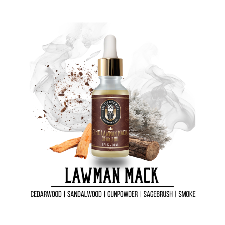The Lawman Mack Signature Beard Oil | Campfire • Sagebrush • Leather • Gunpowder Beard Oil The Bearded Mack Grooming CO
