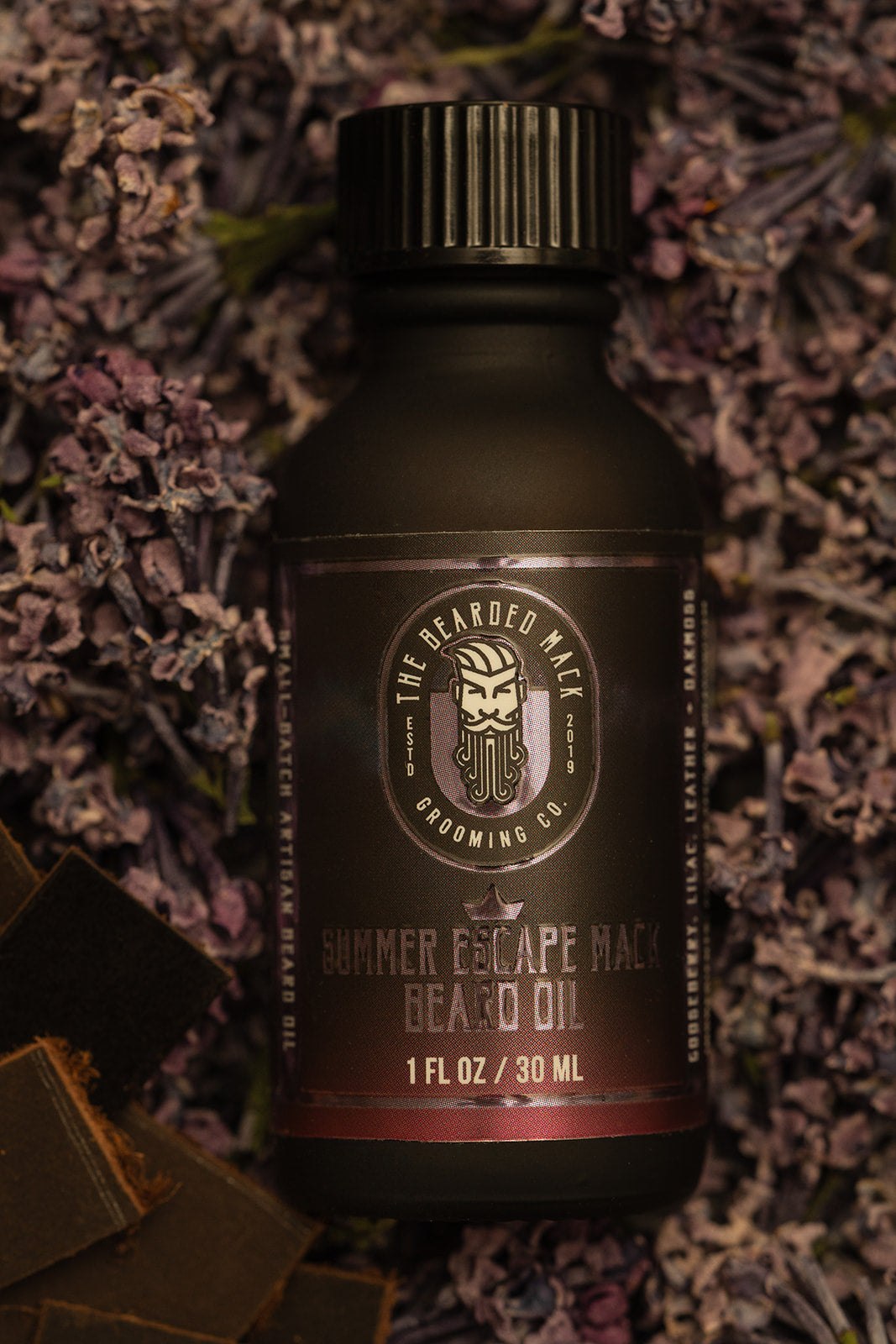 Summer Escape Mack Beard Oil -  Gooseberry, Lilac, Leather + Oakmoss Beard Oil The Bearded Mack Grooming CO   