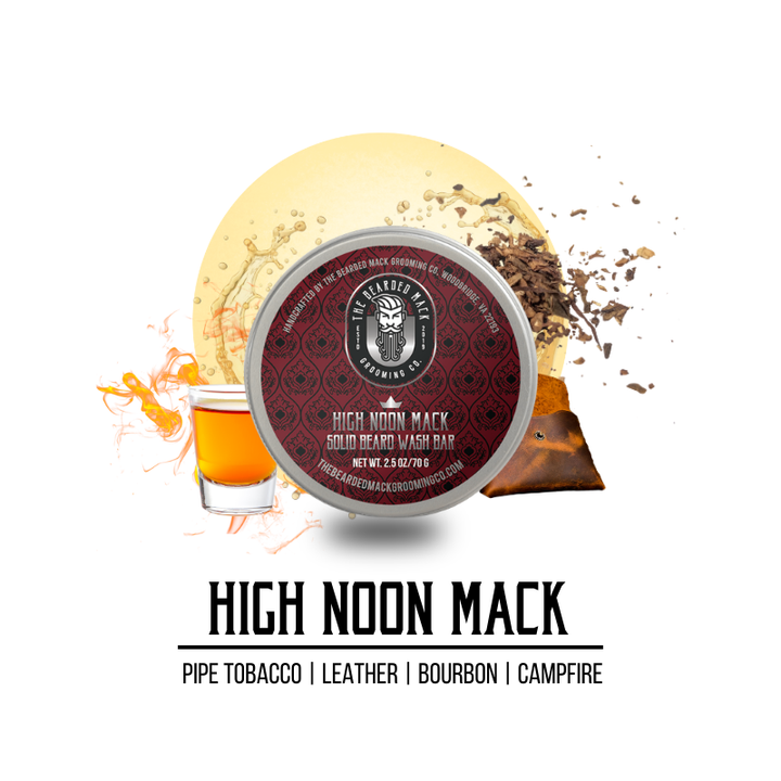 High Noon Mack Solid Beard Wash Bar | Smoky Pipe Tobacco • Leather • Bourbon Solid Beard Wash Bar The Bearded Mack Grooming CO