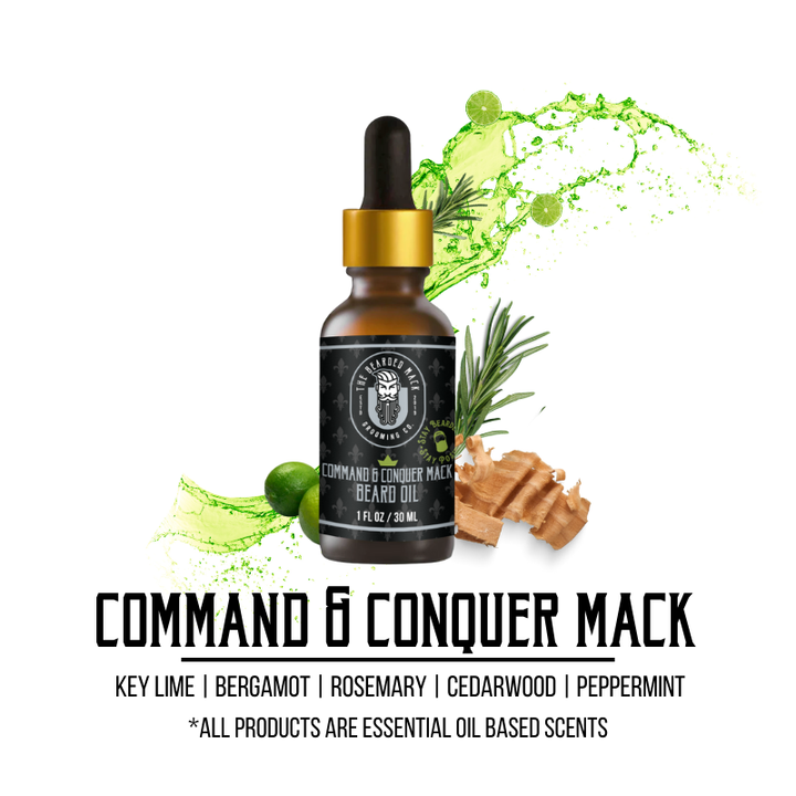 Command & Conquer Mack Signature Beard Oil | Key Lime • Rosemary • Cedarwood Beard Oil The Bearded Mack Grooming CO