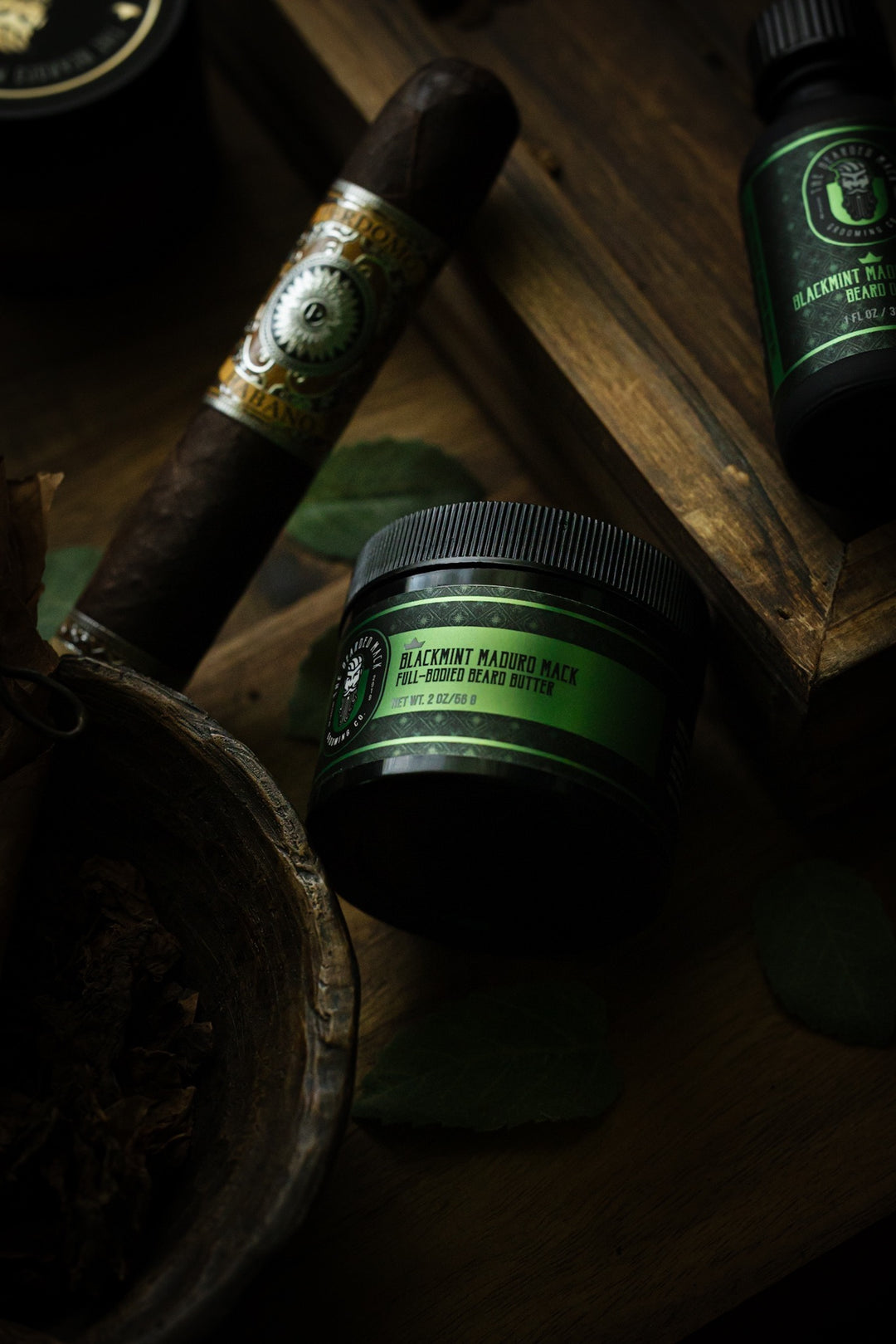 Blackmint Maduro Mack Beard Butter -  Warm Tobacco, Black Tea + Mint Beard Butter The Bearded Mack Grooming CO   