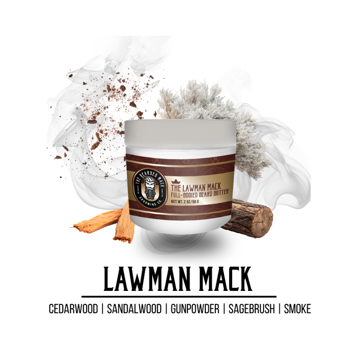 The Lawman Mack Beard Butter | Campfire • Sagebrush • Leather • Gunpowder Beard Butter The Bearded Mack Grooming CO