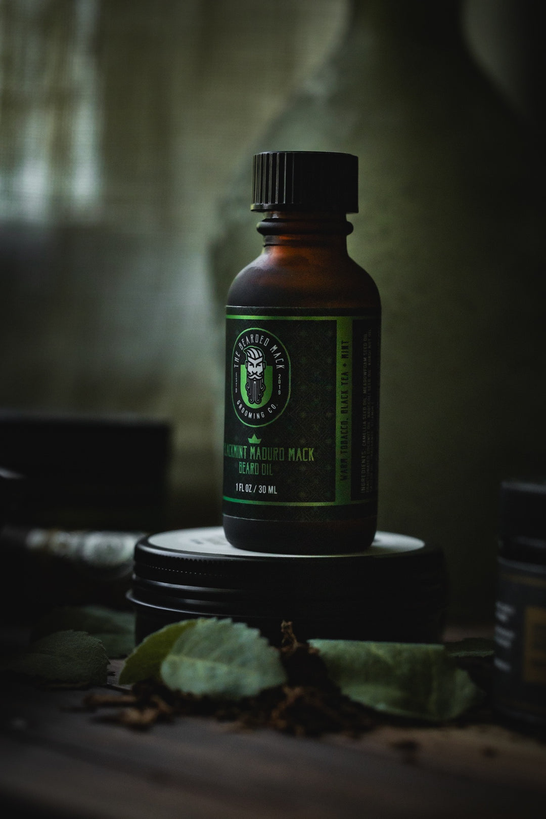 Blackmint Maduro Mack Beard Oil -  Warm Tobacco, Black Tea + Mint Beard Oil The Bearded Mack Grooming CO   