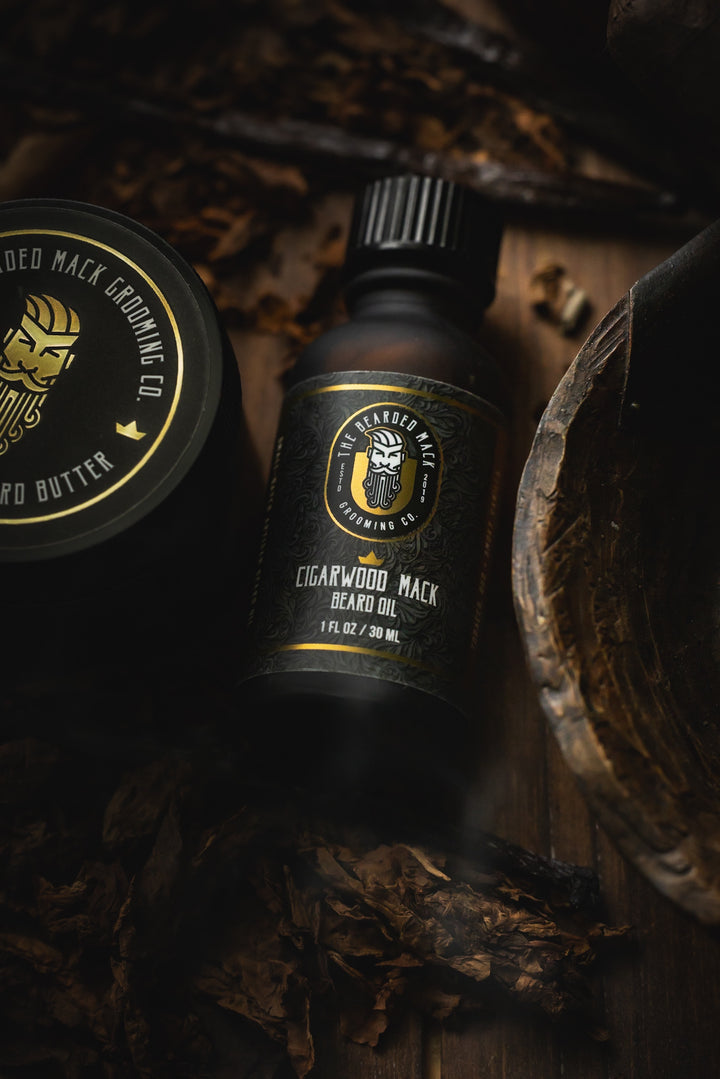 Cigarwood Mack Beard Oil -  Tobacco, Oud + Smoky Vanilla Beard Oil The Bearded Mack Grooming CO   