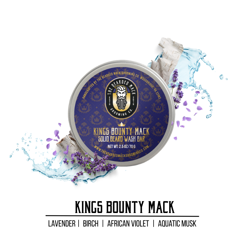 Kings Bounty Mack Solid Beard Wash Bar | Lavender • Birch • Aquatic Musk Solid Beard Wash Bar The Bearded Mack Grooming CO