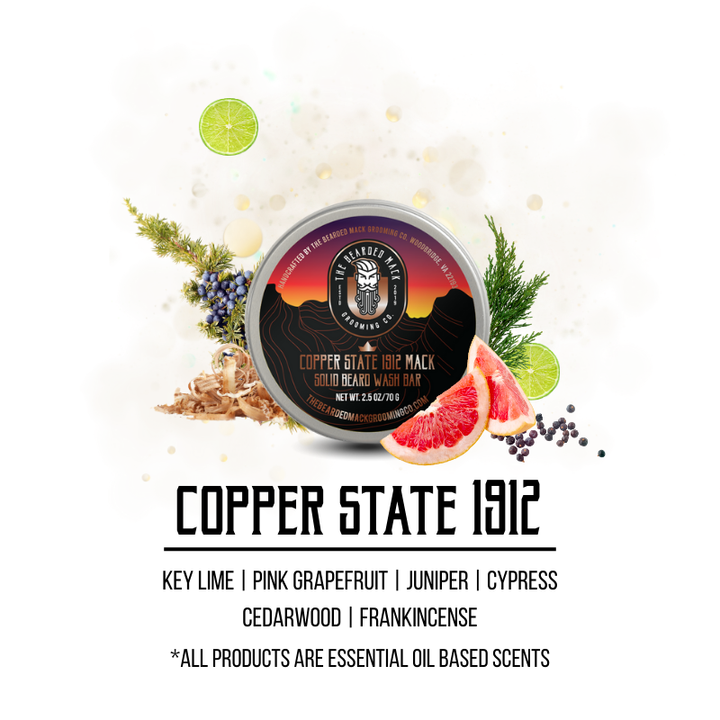 Copper State 1912 Mack Solid Beard Wash Bar | Citrus • Desert Sage • Cedarwood Solid Beard Wash Bar The Bearded Mack Grooming CO