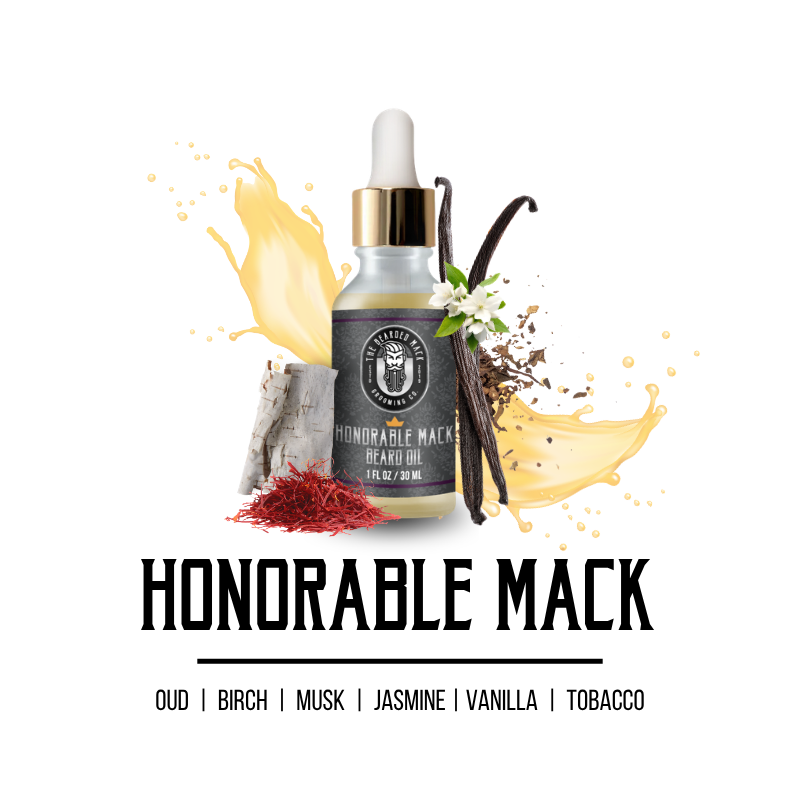 Honorable Mack Signature Beard Oil | Oud • Saffron • Tobacco • Vanilla Beard Oil The Bearded Mack Grooming CO