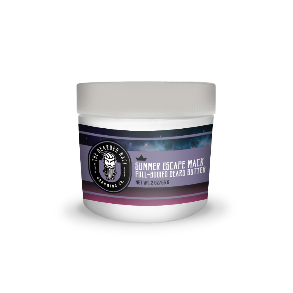 Summer Escape Mack Beard Butter - Gooseberry, Lilac, Leather + Oakmoss Beard Oil The Bearded Mack Grooming CO