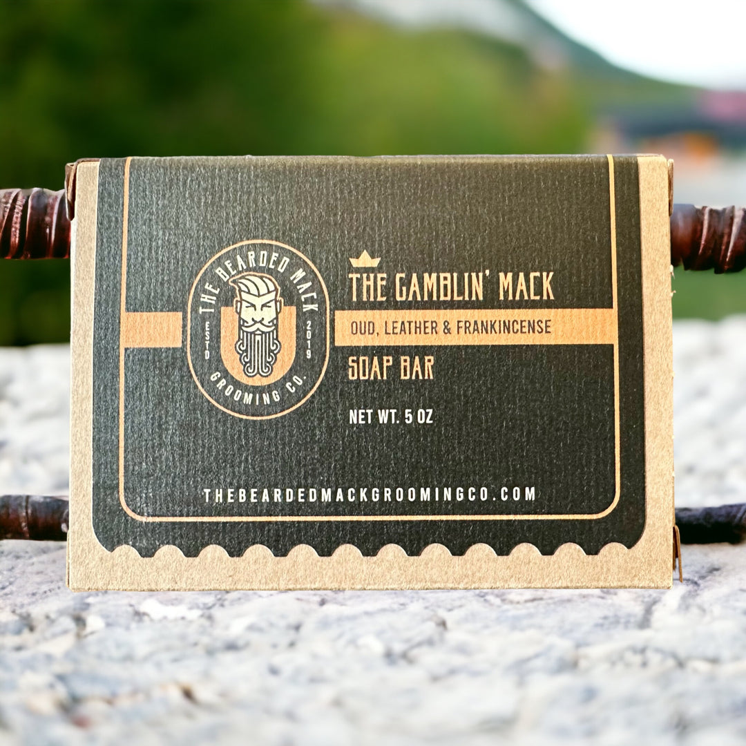 The Gamblin' Mack Handcrafted Bar Soap - Oud, Leather + Frankincense Soap Bar The Bearded Mack Grooming CO   