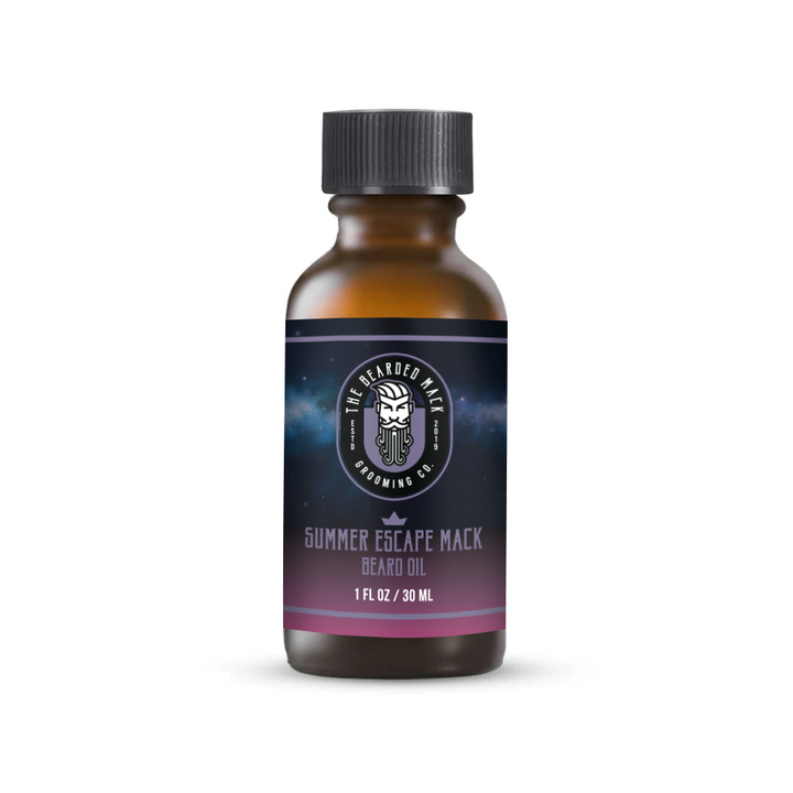 Summer Escape Mack Beard Oil -  Gooseberry, Lilac, Leather + Oakmoss Beard Oil The Bearded Mack Grooming CO   