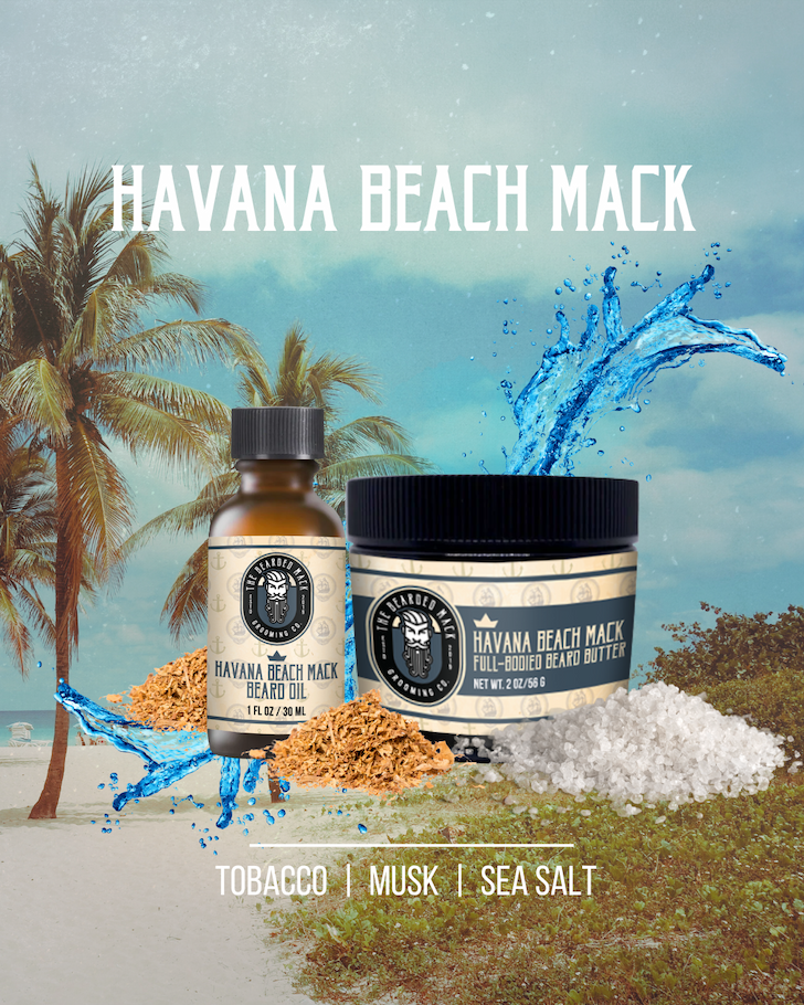 Havana Beach Mack Signature Beard Oil - Tobacco, Elegant Musk + Sea Salt Beard Oil The Bearded Mack Grooming CO