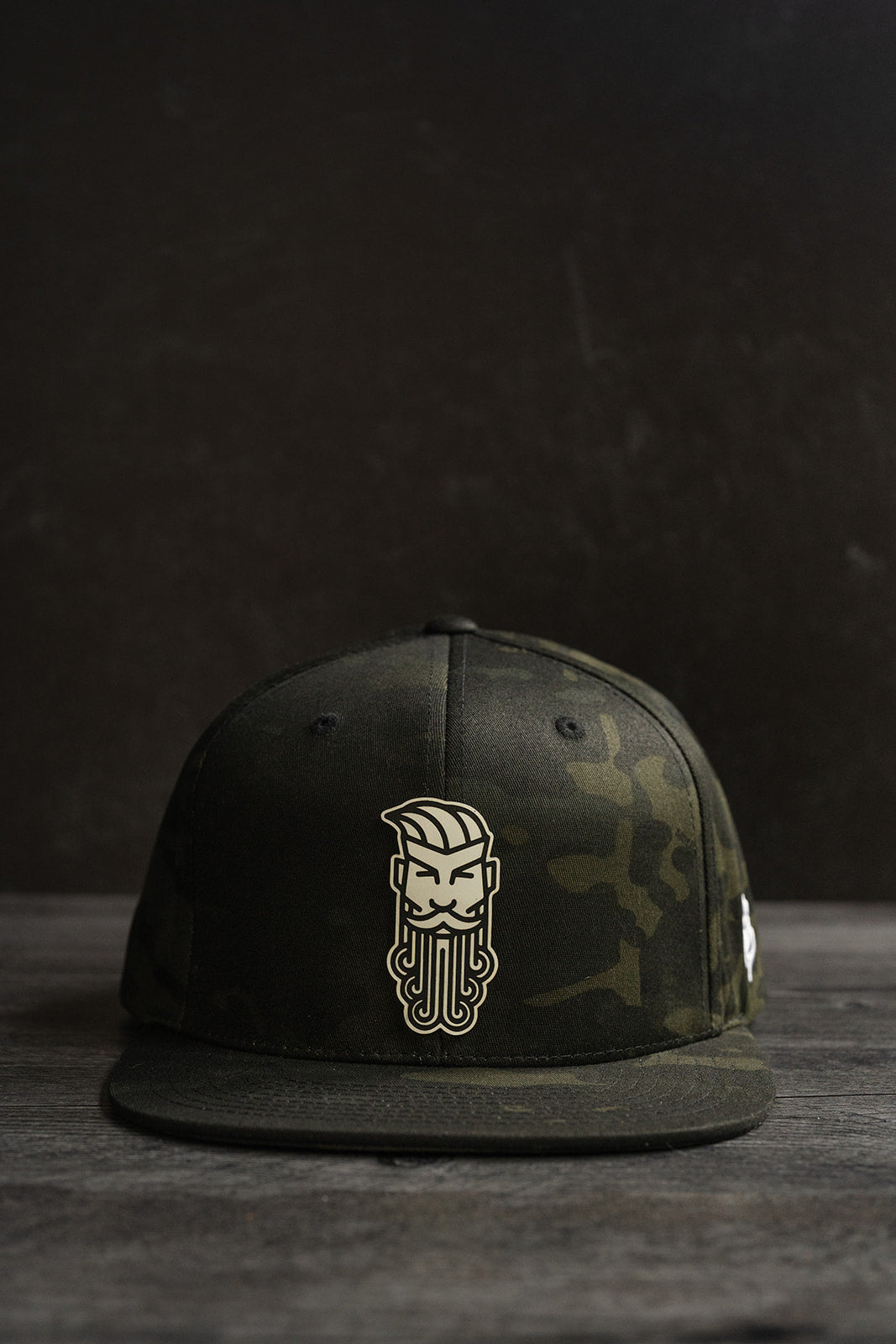 Flat Bill Leather Patch Snapback Hat Hats The Bearded Mack Grooming CO Multicam  